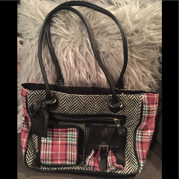 Bag, fabric plaid and herringbone - Picture 1 of 4